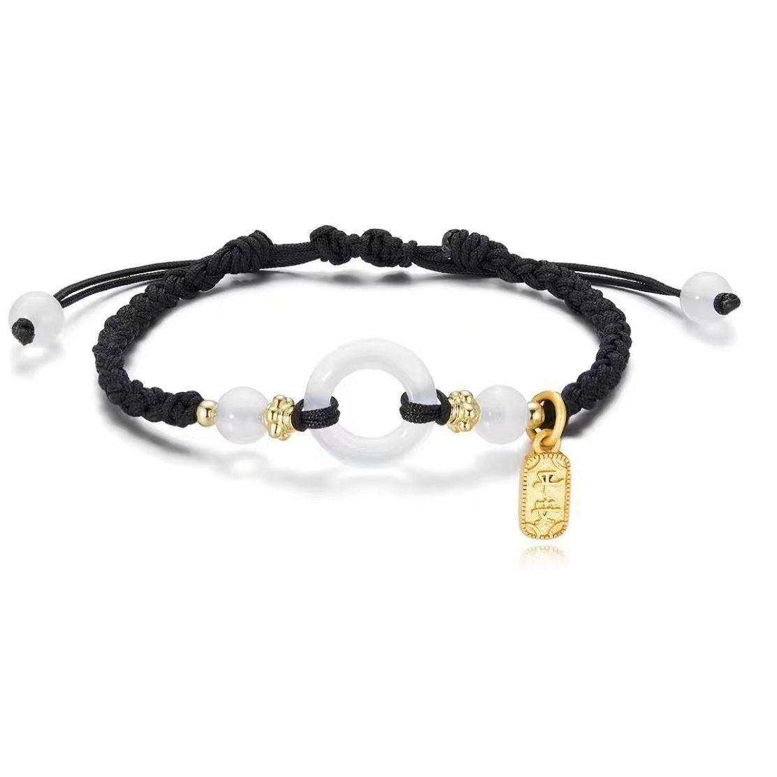 

Браслет для пары Алый агат Пряжка мира Браслет ручной работы Простой браслет чёрный