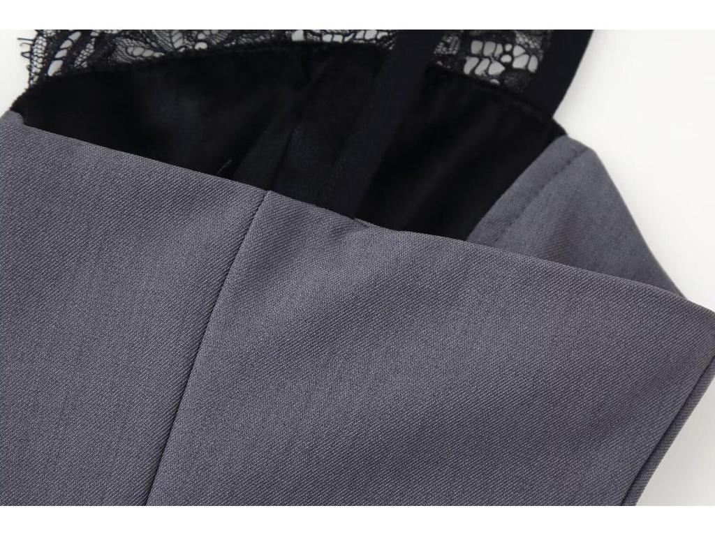 2026 Europäischer & Amerikanischer Stil Sexy Wimpernspitze Spitze Tiefes V-Ausschnitt Schlankmachendes Trägerkleid