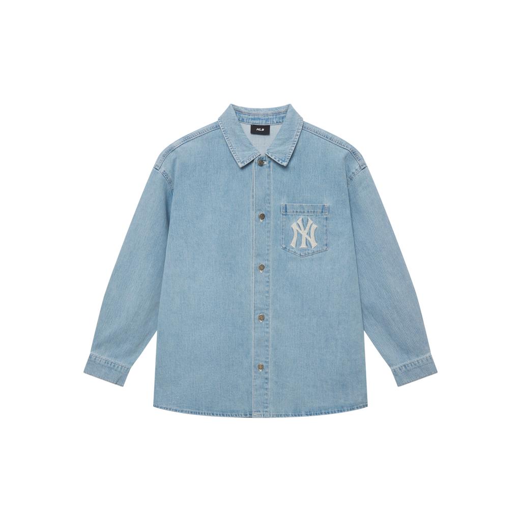 New MLB New York Yankees Basic Collection SS25 Long-Sleeved Shirts Unisex Light Blue 3ADRB0151-50BLL