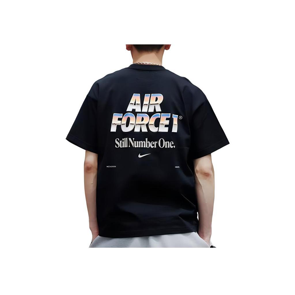 Nike Letter Print Straight-Cut Crew Neck T-Shirt Men Tops Black DR5756-010