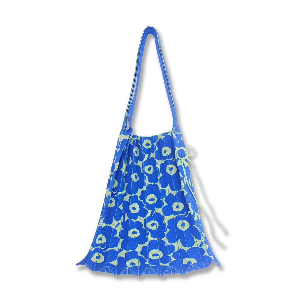 Spring Summer Shoulder Bag for Women Large Capacity Pleated Folding Organ Bag for College Students Knitting for Women