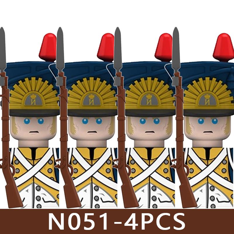 4pcs Medieval Castle Knight Building Blocks MIlitary Napoleon Soldier Figures War Army Legion Accessories Imperial Navy Bricks Toys