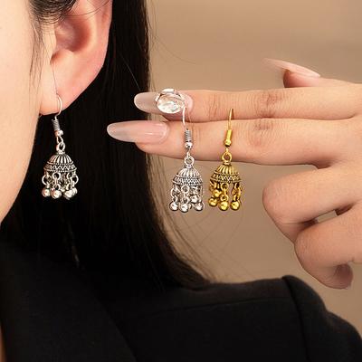 Bohemian Tassel Earrings With Bells Retro Ethnic Dangle Earrings For Women