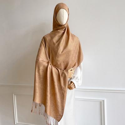 70*190cm Muslimische Jacquard-Hijab-Schals Damen Winter-Schal Kopftuch Hijabs Schals Damen Foulard Islamischer Ramadan