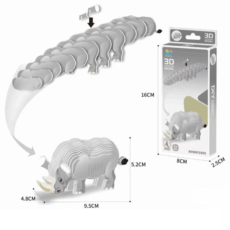 1 Set Kinder Lernspielzeug Montessori Lustiges DIY Manuelle Montage Dreidimensionales Modell Tier 3D Papierpuzzle Spielzeug für Jungen Mädchen