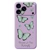 For iPhone 17 Pro Case Green Butterfly Pattern Printing Straight Edge TPU Phone Back Cover