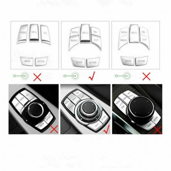CAR MULTI MEDIA DRIVE 7 BUTTON DECOR COVER TRIM FITS BMW 5 7Series IDRIVE Chrome