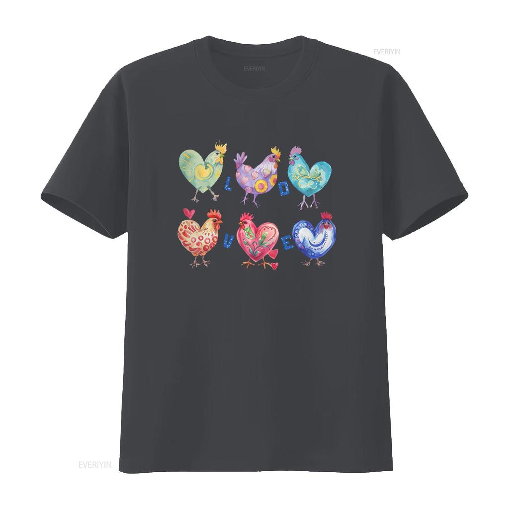 Chicken Lover T Shirt Valentine s Day Farm Life Apparel for Organic Egg Enthusiast Coop Retro vintage Washed fashion homme