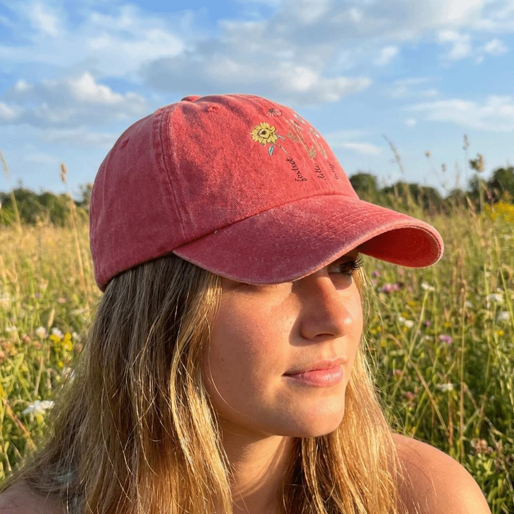 Retro Casual Printed Baseball Cap Washed Vintage Dad Sun Hat Sunflower Multiple Colors Snapback Cap Outdoor Activities
