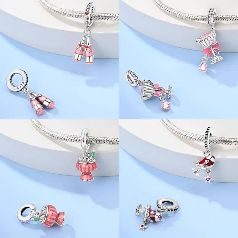 New Copperbeverage Cold Beer Champagne Red Wine Original Charms Beads For Original Bracelets Diy Jewelry For Women Gifts
