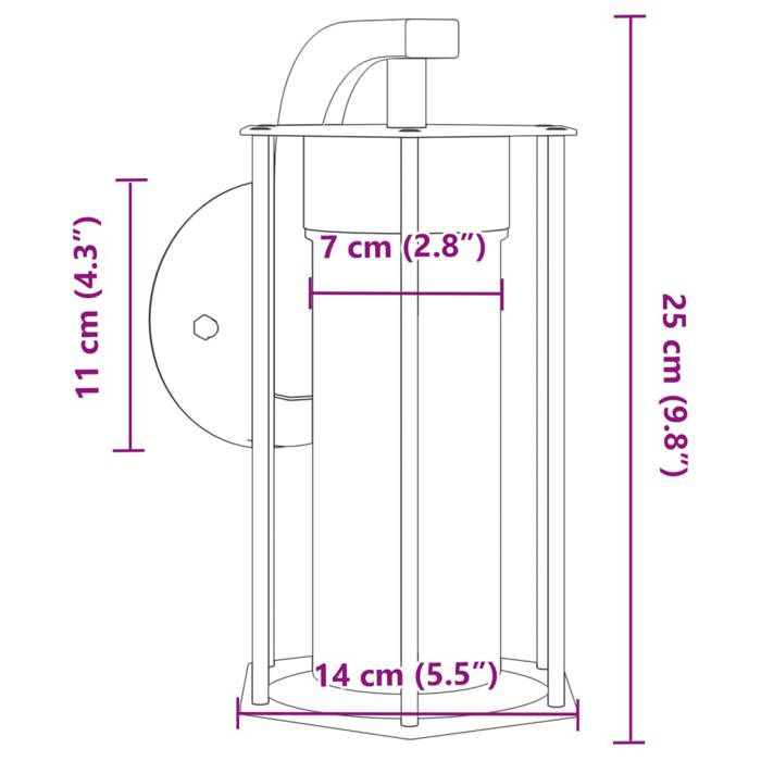 VidaXL Outdoor Wall Light Black Stainless Steel, Outdoor Wall Lighting, Garden Wall Lamp, Wall Sconce 4006258