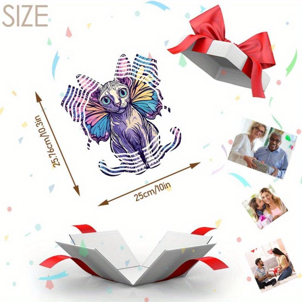 1pc Mandala Style 2D Rotating Wind Chime with Unique Butterfly Wing Kitten Design - Vibrant Metal Art Decor, No Power Needed