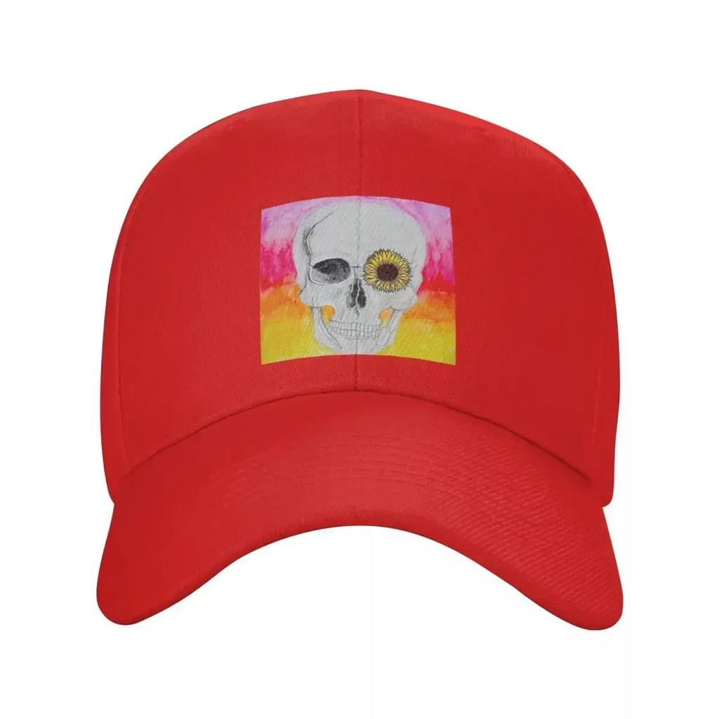 Sunflower Skull Baseball Cap Christmas Hat black WoWoUnisex Beach Fashion WoUnisexs