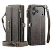 RFID Zipper Wallet Stand Leather Cover with Strap Compatible for iPhone 17 Pro Max - CASEME C39