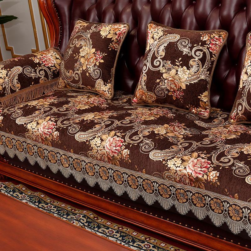 Luxury Sofa Cover Cushion European Style Jacquard Embroidery Seat Cover American Sofa Cushions Home Furniture Protective Cover