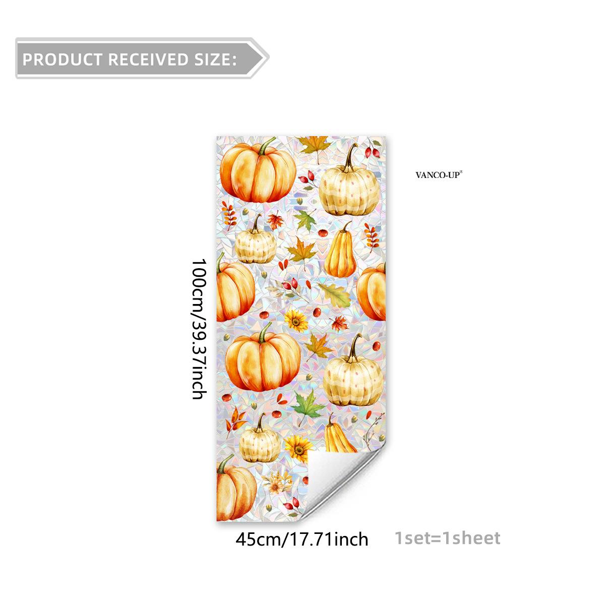 

Xc6079 Креативная расписанная вручную наклейка на окно с тыквой и кленовым листом Электростатическая наклейка на стекло Двусторонняя визуальная электростатическая наклейка