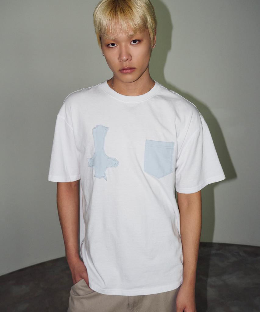 TRAVEL Denim Crossbody Short Sleeve Tee White