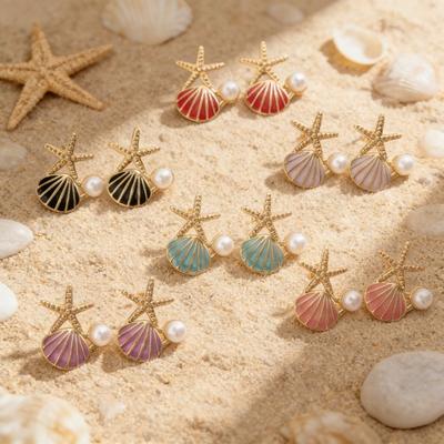 Acier Inoxydable Mer, Coquillage & Boucles d'Oreilles Thème Marin - Élégant Nautique Convient au Quotidien, aux Fêtes, Polyvalent toute l'Année - Coquillage & Boucles d'Oreilles