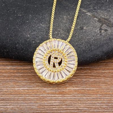Nidin Name Initials A-Z 26 Zircon Letters Necklace Gold Color Alphabet Clavicle Chain Choker For Women Pendant Collar Jewelry