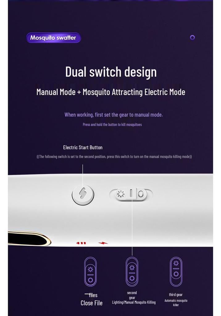 2025 Purple 3-in-1 Electric Mosquito Swatter & Killer Lamp with Automatic Luring