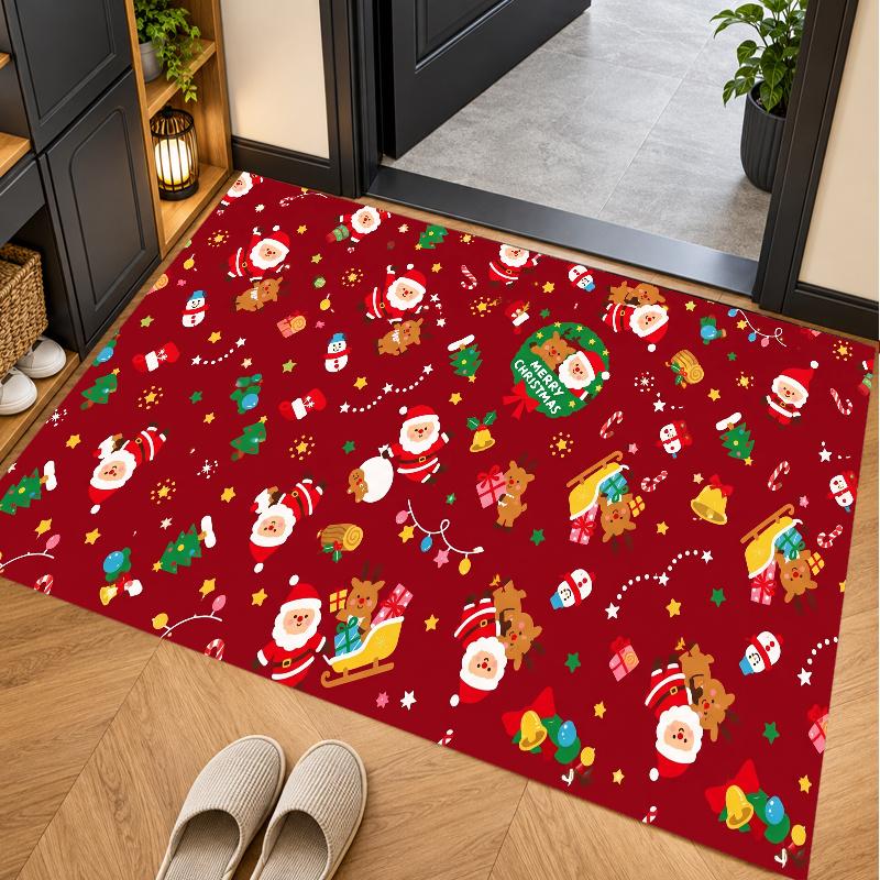 Christmas Theme Floor Carpet, Soft Area Rug, Xmas Indoor Home Holiday Decoration