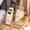 1pc Transparent desktop storage box for home use, with compartments, remote control, makeup brush organizer