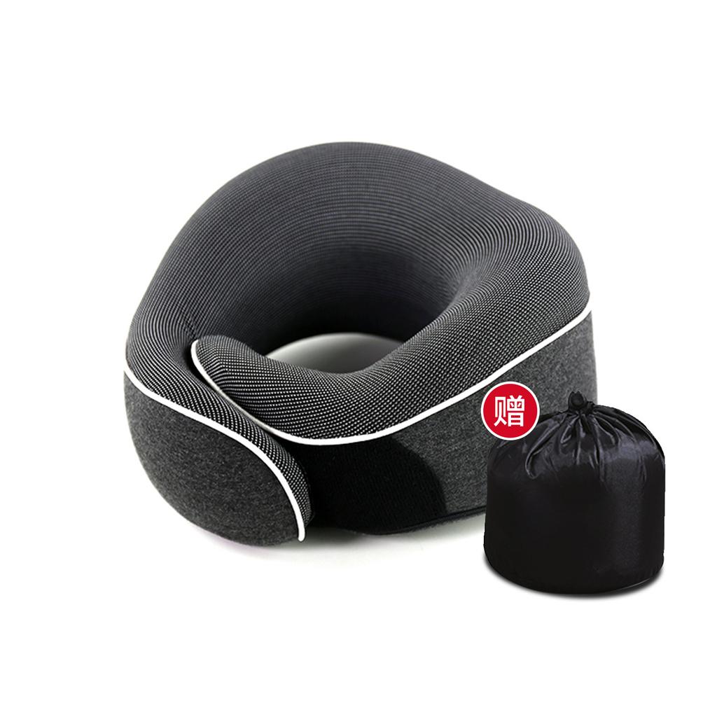 Memory Foam Travel Pillow Portable - U Shape Neck Support Pillow with Removable Cover, Collapsible for Airplane, Car, Office