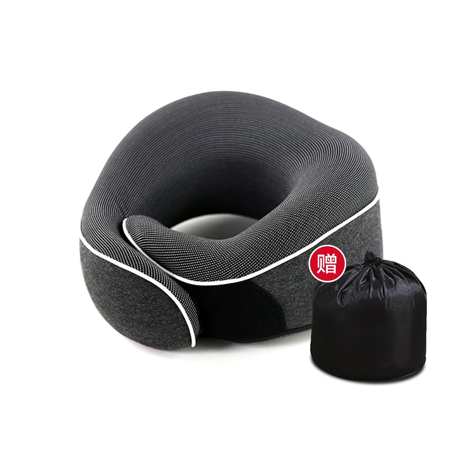 

Memory Foam Travel Pillow Portable - U Shape Neck Support Pillow with Removable Cover, Collapsible for Airplane, Car, Office 28x28x14cm темно-сірий колір