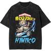 Japan Anime My Hero Academia Himiko Toga Manga Graphic Print T-shirt Men Women Vintage Washed O-neck Cotton Loose Casual Oversized Top Summer New Tee