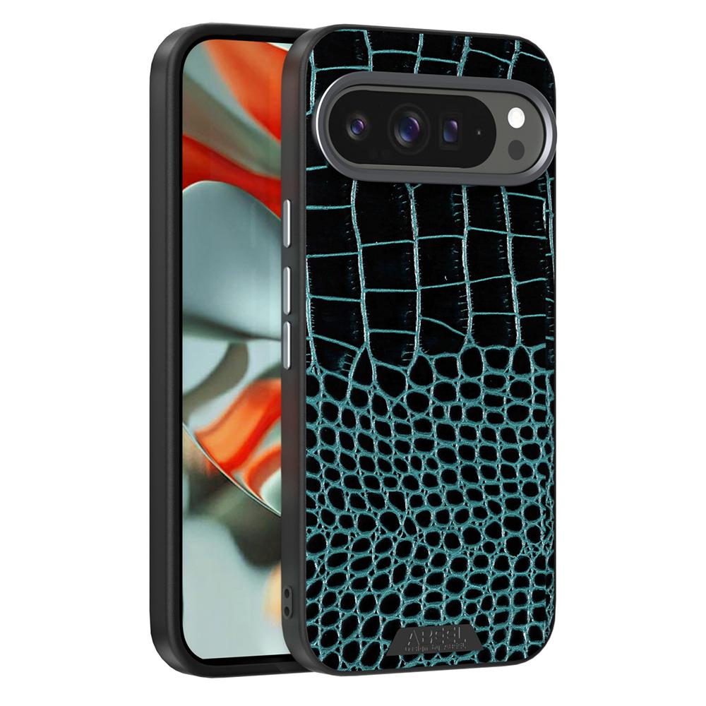 

ABEEL For Google Pixel 9 Pro XL Case Compatible with MagSafe Crocodile Texture Micro-Embossing Back Cover Green