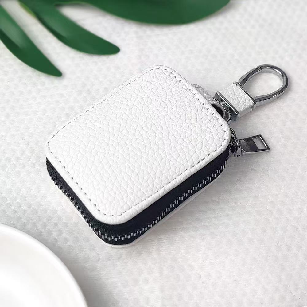 

Lychee Pattern Leather Zipper Universal Earphone Bag for AirPods Pro 3 & AirPods 4 Pro1/2/3/4 Protective Case with Metal Hook Universal Bag белый