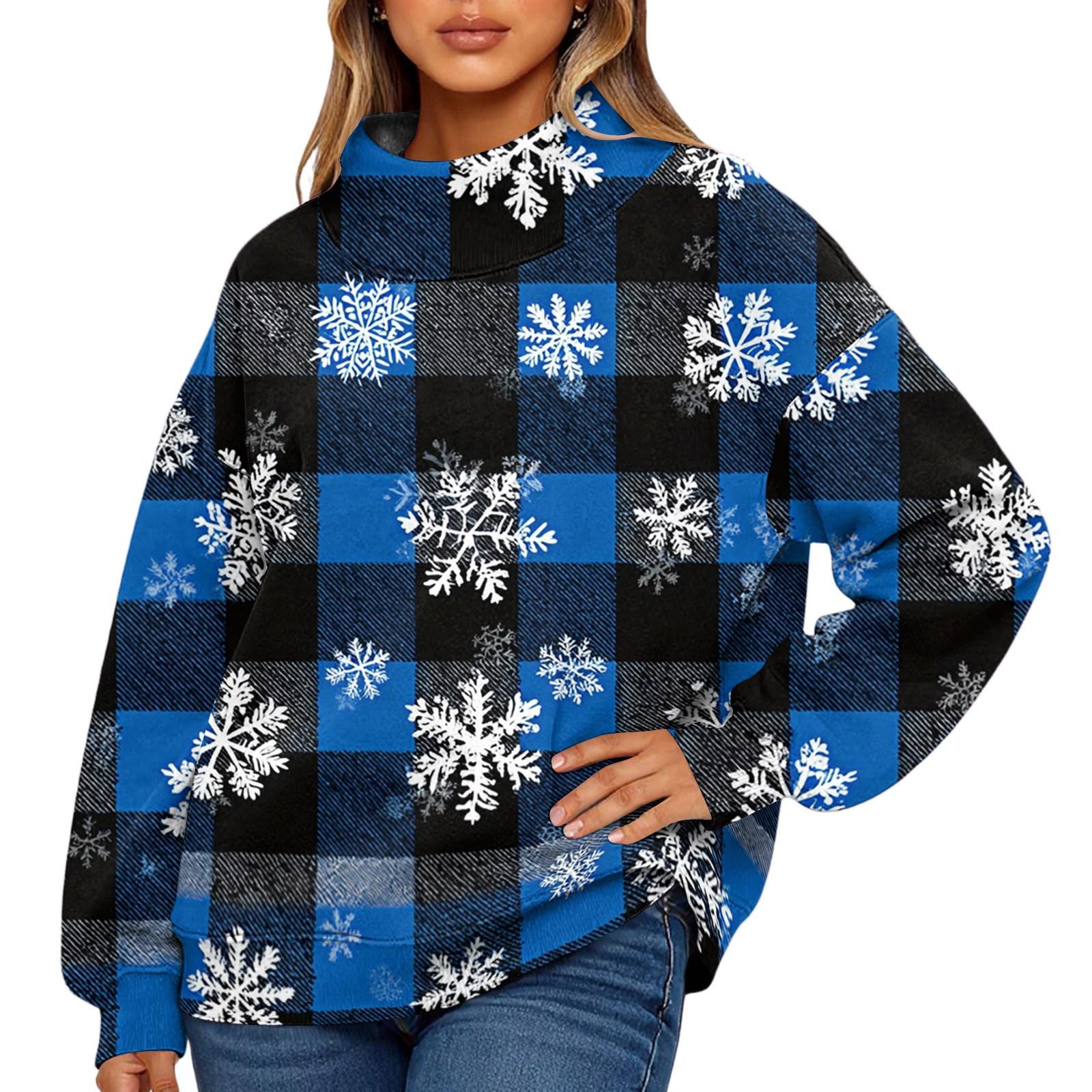 

Женский модный свитшот с длинными рукавами и высоким воротом с принтом XXXL