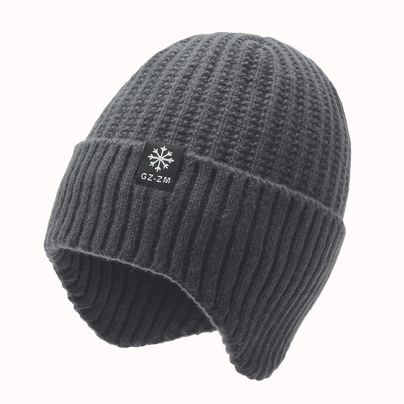 Unisex Winter Warm Knit Hat with Lining and Ear Protection  Thickened Knit Beanie Suitable for Seniors Middle серый