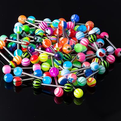 15/40/100 teile/beutel Frauen Männer Mode Regenbogen Edelstahl Zunge Piercing Ring Mix Zunge Barbell Ohr Nippel Piercing Ring Pircing Schmuck