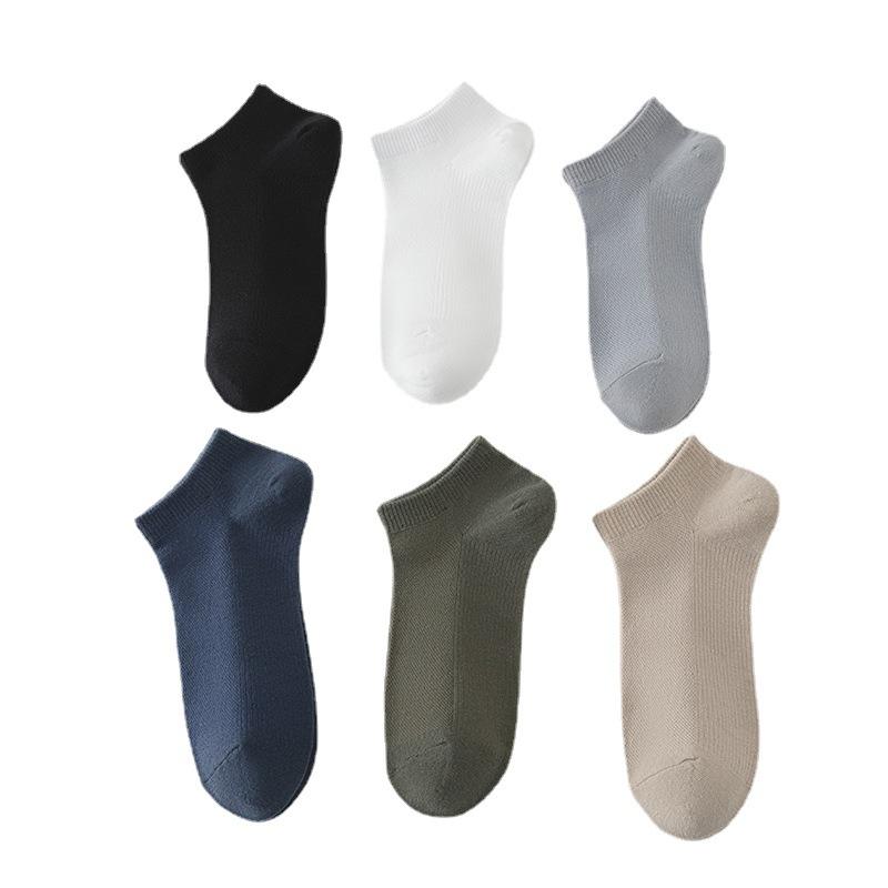 Men's Summer Style Thin Pure Color Breathable Sweat Absorption Simple Shallow Mouth Short Tube Socks