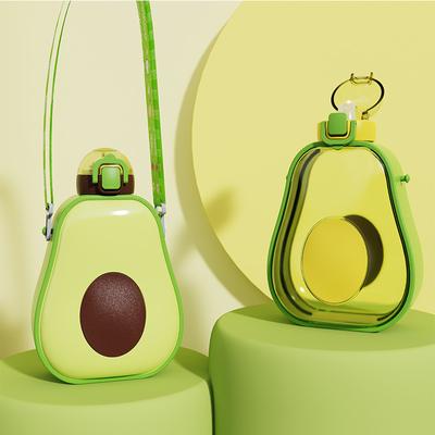 Tazza Acqua in Plastica con Cannuccia Avocado Creativa e Carina con Alto Valore Estetico Tracolla Portatile Borraccia per Sport all'Aperto per Bambini