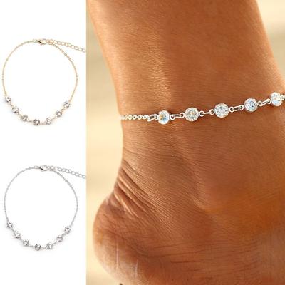 Silver Foot Ankle Summer Beach Birthday Gift Jewelry Sandal Barefoot Rhinestone Anklets Foot Chains