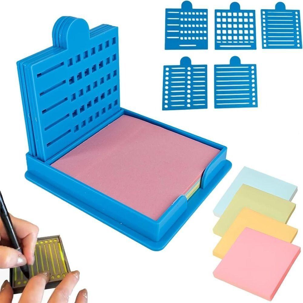 With Template Sticky Note Stencil 5IN1 Notepad Dispenser Sticky Note Holder Set  School Supplies