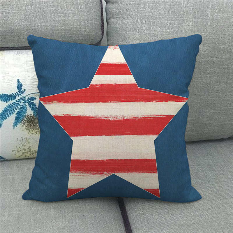 American Five-Pointed Star Geometry Digital Printing Short Plush Pillow Covers For Car Sofa Office Cushion Cover Home Goods