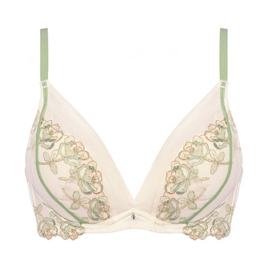 AMOSTYLE Charming Slim Line Deep V Bra Handsome Rose M015 Size F65 Glamor(R) (White)
