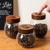 Unidirectional Exhaust Coffee Bean Can Glass Storage Jar Wooden Cover Coffee Powder Seal Pot Tea Caddy Storage Bottle Organizer