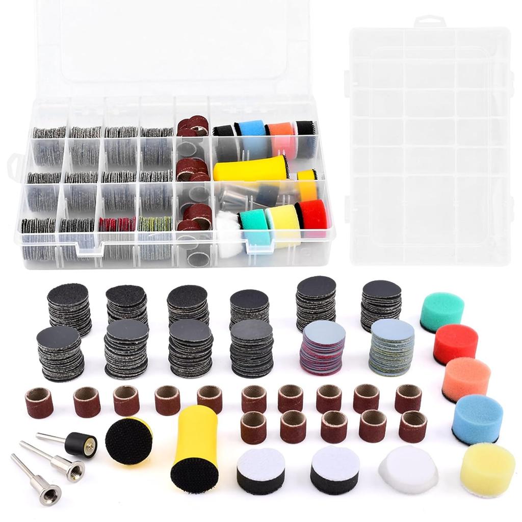 268 PCS 1 Inch Wet Dry Sanding Discs and Drums, 60 to 10000 Grit Wet Dry Sandpaper Micro Sand Paper with 1/8" Shank Backing Pad, fit