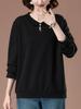 Plus Size Women's Autumn Long Sleeve Versatile Loose Turn-Down Collar T-shirt for Middle-Aged Moms