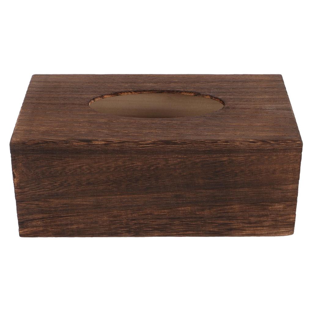 Solid Wood Tissue Box Shallow Color Storage Container Napkin Case Retro Home Office Decorative Paper Holder
