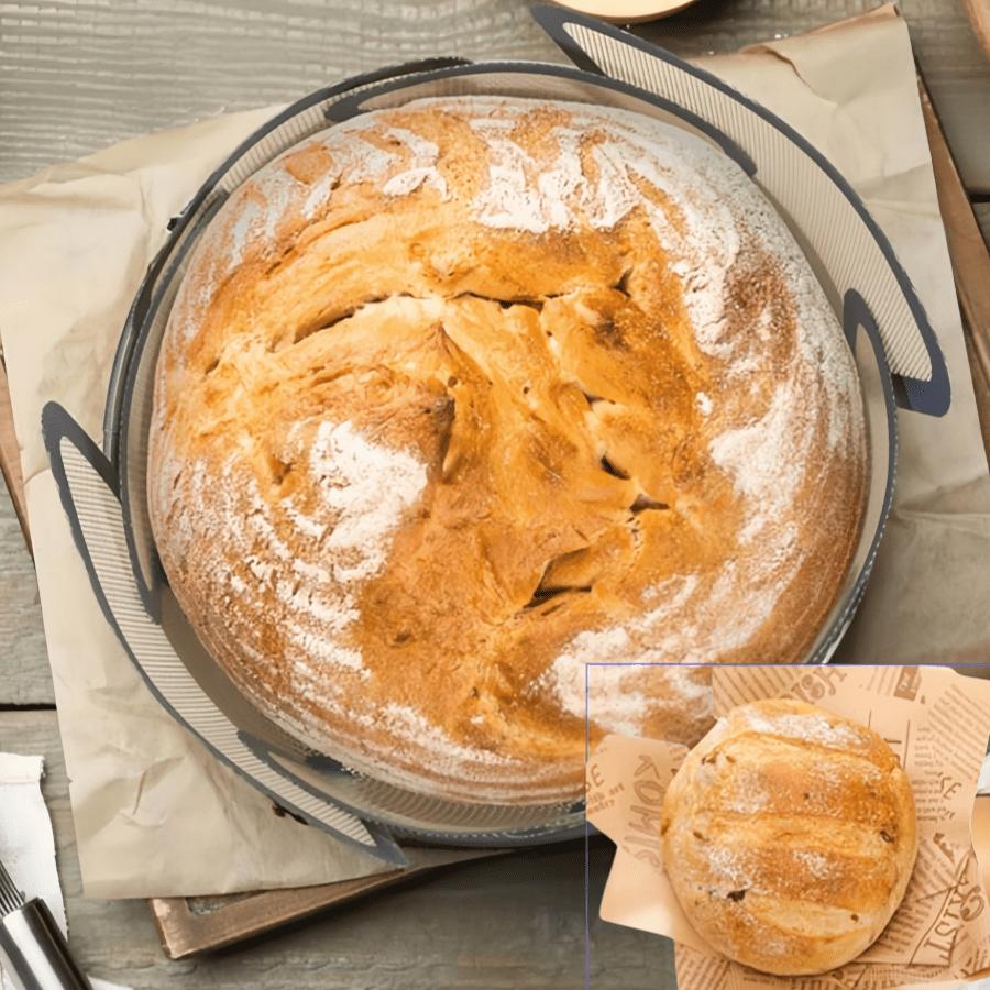 Silikon Brotbackform Einlage Wiederverwendbar Hitzebeständig Gebackenes Brot Backwerkzeug Ausgestattet mit einem Sicherheitsrandgriff Passt in Runde Kastenform