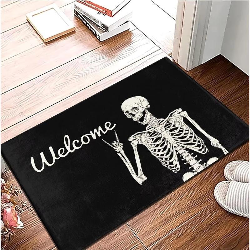 Halloween Skull Welcome Entrance Doormat Home Decoraions Carpet for Living Room Kitchen Non-slip Doormat Bathroom Foot Pad