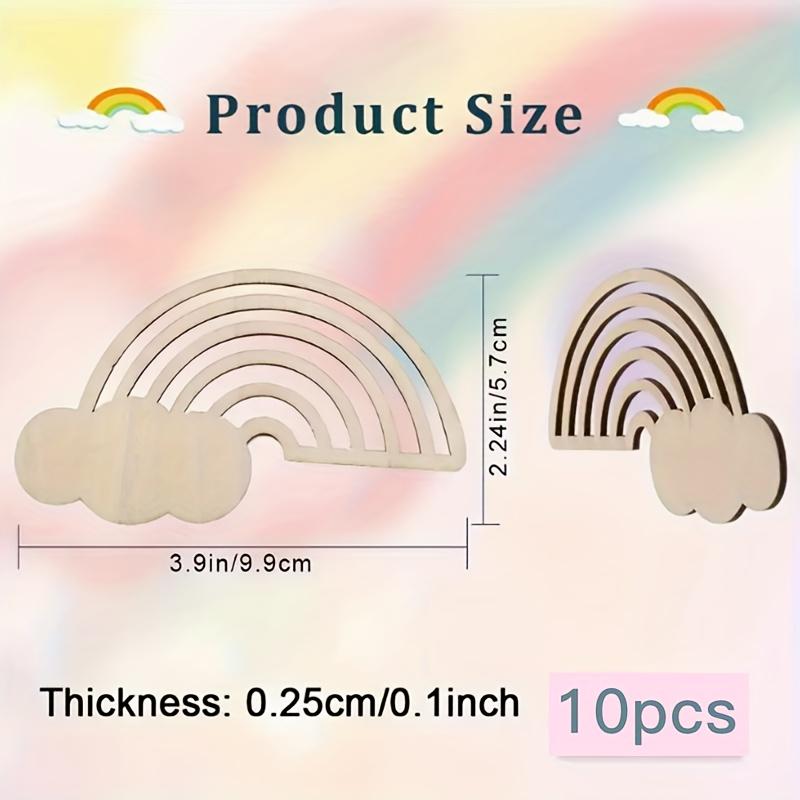 10/30pcs Unfinished Wooden Rainbow and Clouds Shape Craft Pieces Hangings for DIY Painting -for Weddings, Birthday, Home Decor
