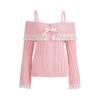Women's Color Lace One-shoulder Suspender Knit Sweater Top