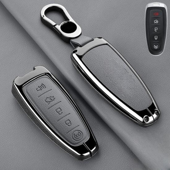 Zinc Alloy Leather Car Key Fob Case Cover Bag For Lincoln MKS MKT MKX Navigator