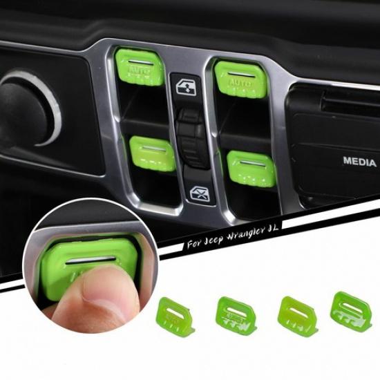 

Window Control Switch Button Decor Cover Trim For Jeep Wrangler JL JT 2018+Green